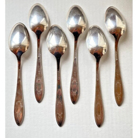 6 Argosy 1926 Silverplate Oval Soup Spoons 1847 Rogers Bros USA 7.25" Vintage - Picture 4 of 6